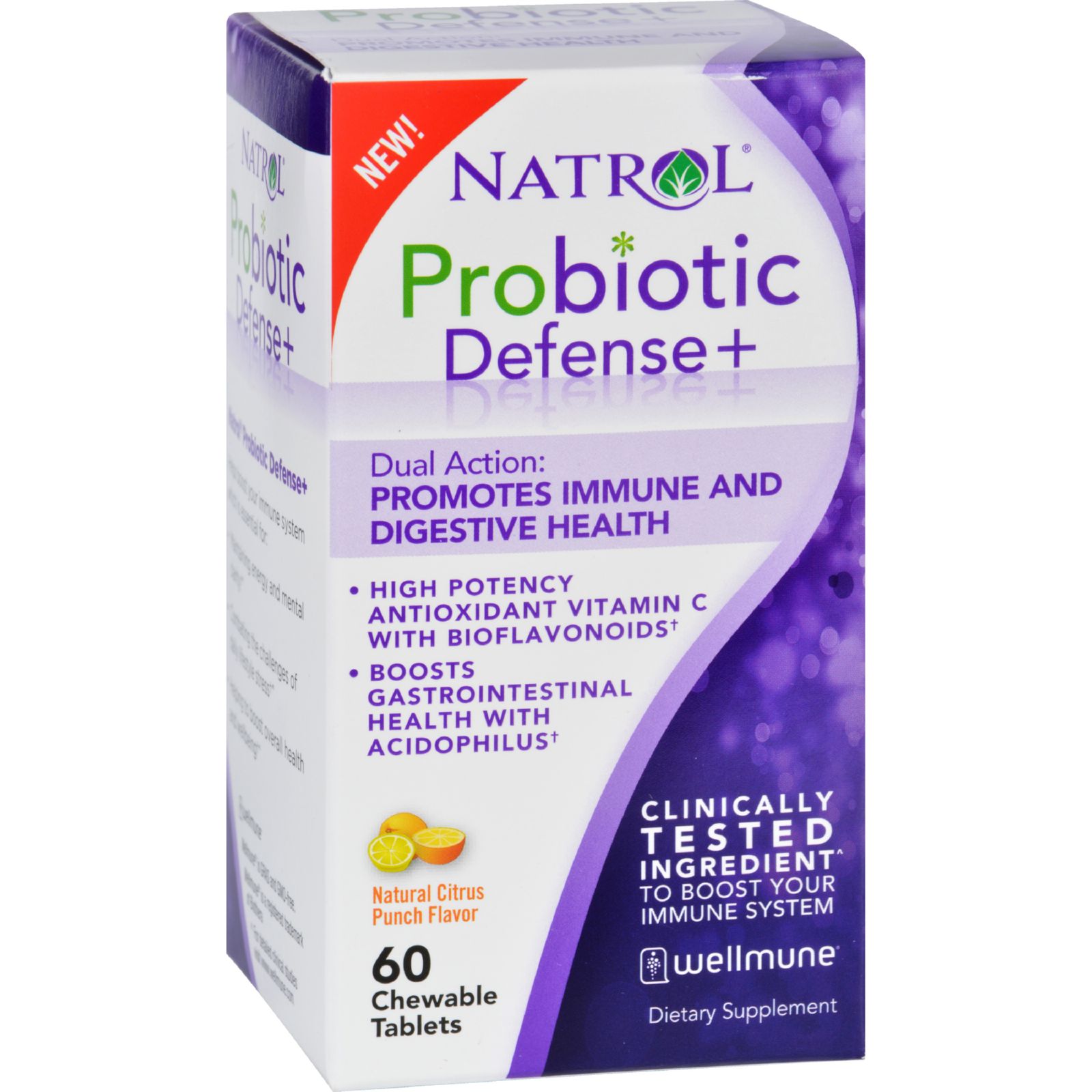 Natrol Probiotic Defense Plus - Chewable - 60 Chewable Tablets.